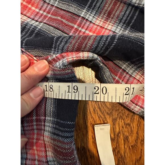 Free People Little Bit of Sugar Plaid Sequin Flannel Top Size Medium Streetwear - Picture 8 of 10